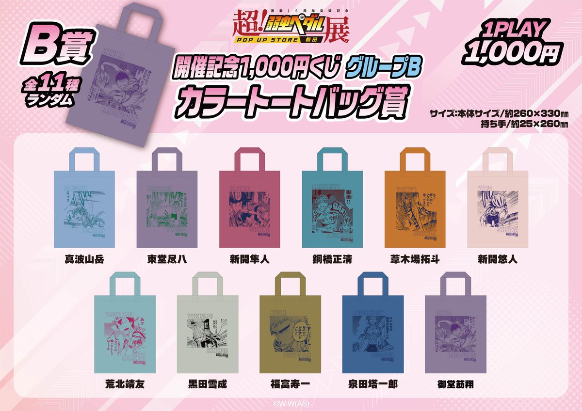 弱虫ペダル 超弱ペダ展 A賞 新潟 カラートートバッグ 他 1000円くじ