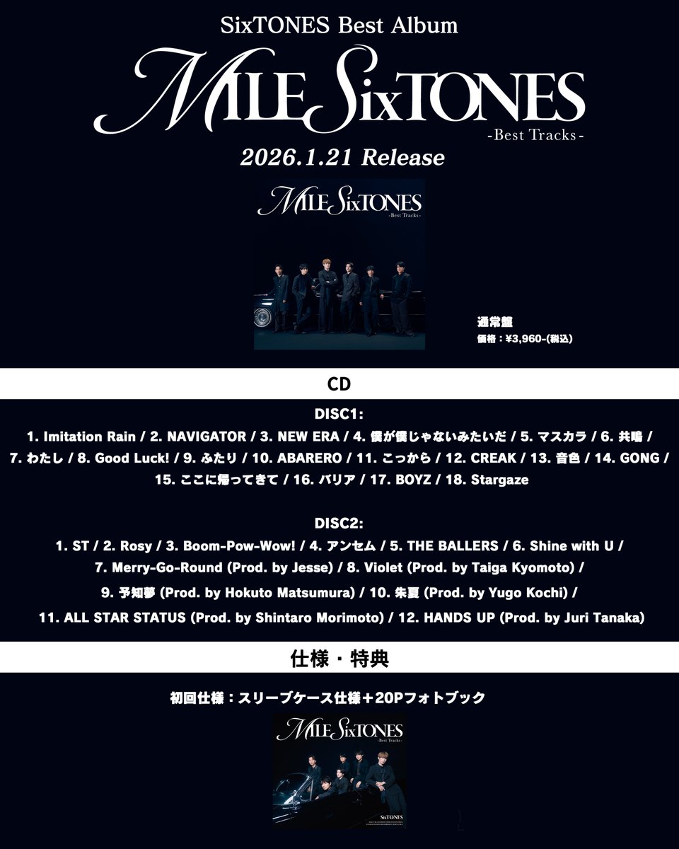 Best Album 「MILESixTONES -Best Tracks-」 2026.1.21 Release