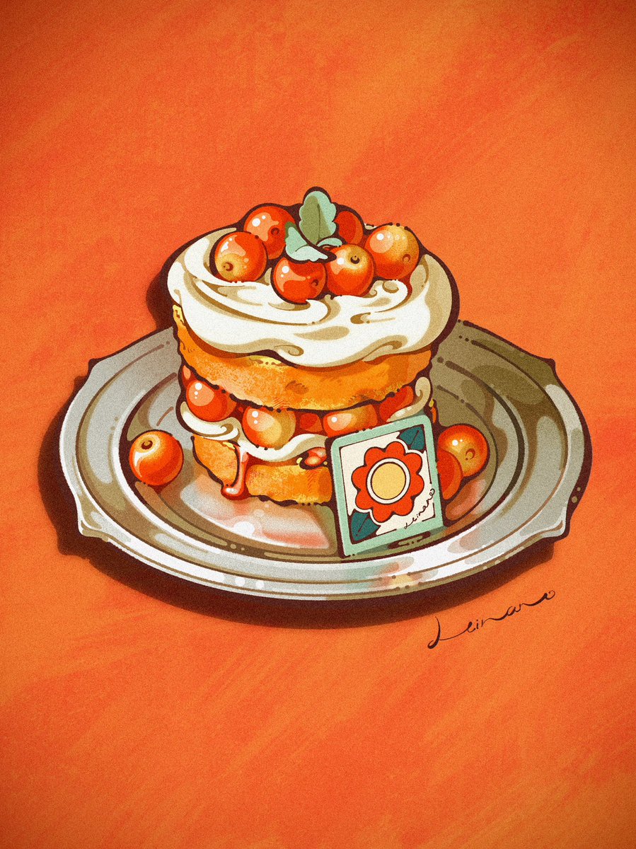 ホリデーケーキ 絵画 木星人の絵たち ✦⋆˙₊⟡チェリーのケーキ