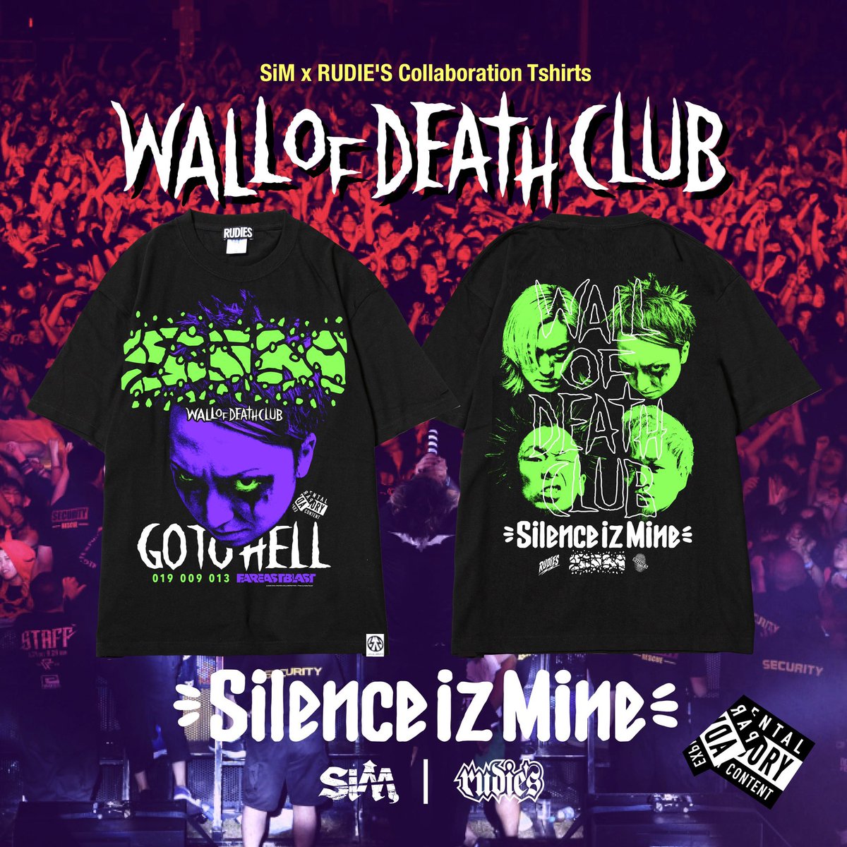 ライブ会場物販にて売り切れ続出の 「WALL OF DEATH CLUB Tee Designed