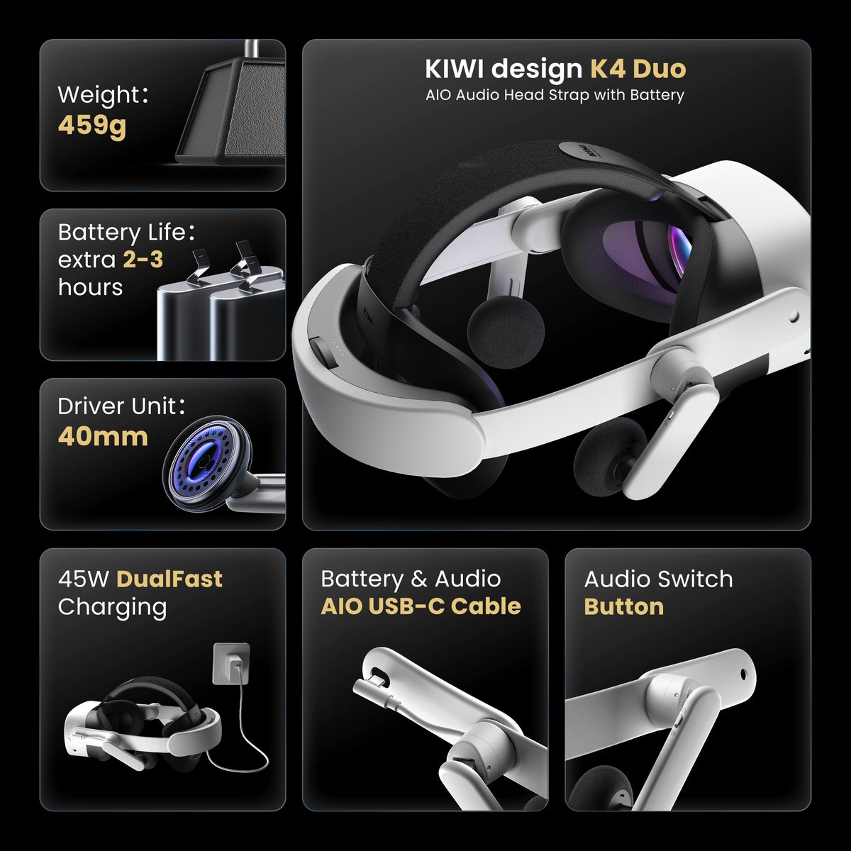 Introducing KIWI design K4 Duo - AIO Audio Head Strap with Battery