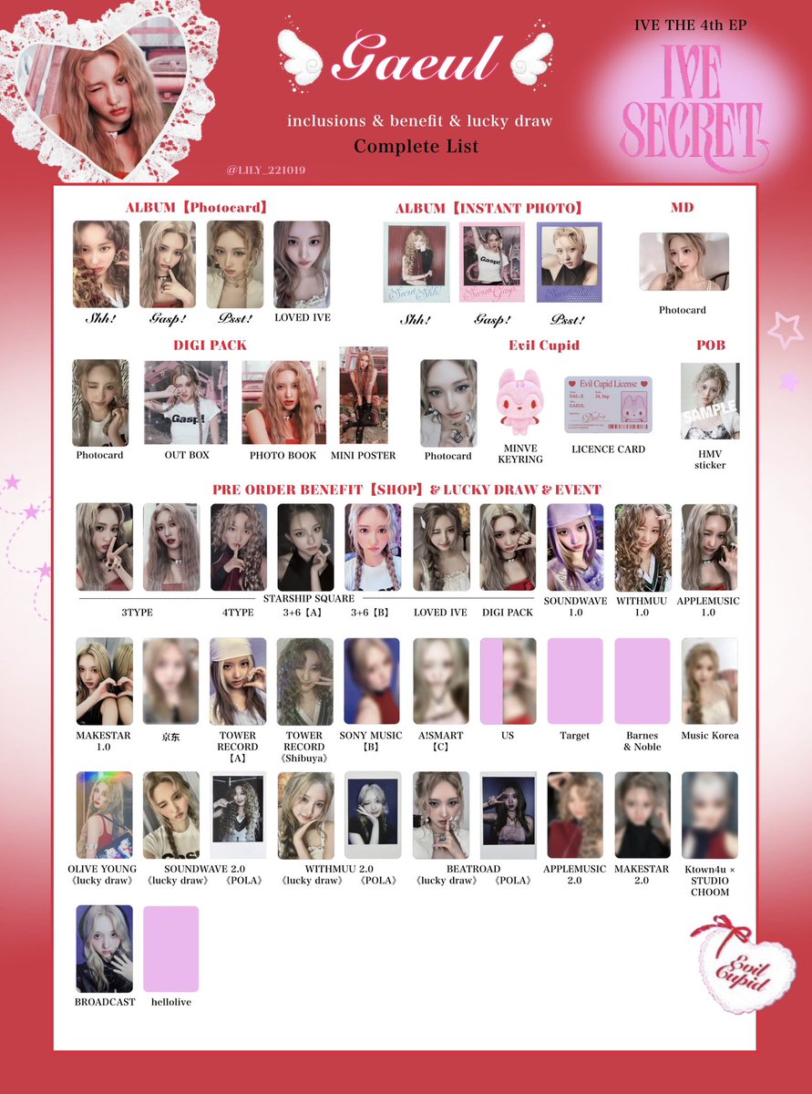 IVE SECRET】 封入&特典 トレカ 一覧 ❤️🪽Complete List ver.5 追加