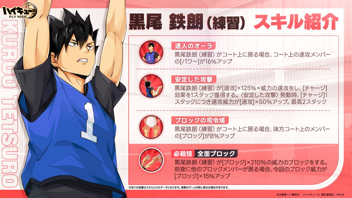 黒尾鉄朗（練習） スキル公開🏐】 SSRメンバー「#黒尾鉄朗（練習