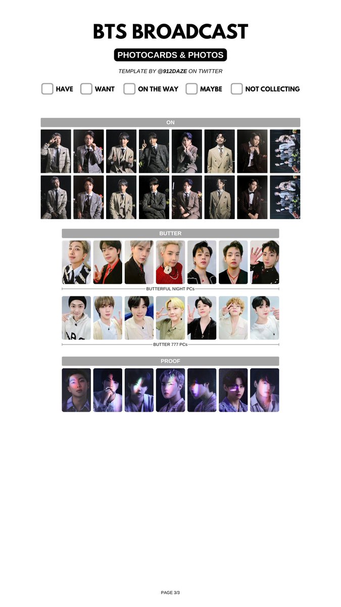 BTS BC PRE-RECORDING LIVE PC PHOTOCARD WISHLIST TEMPLATES✨ [NEW