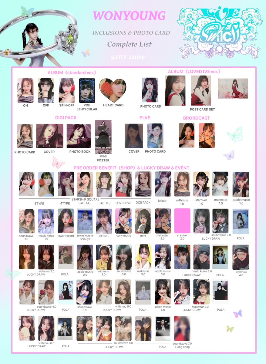 IVE SWITCH】 封入&特典 トレカ 一覧 🦋Complete List ver.➂ 📍追加