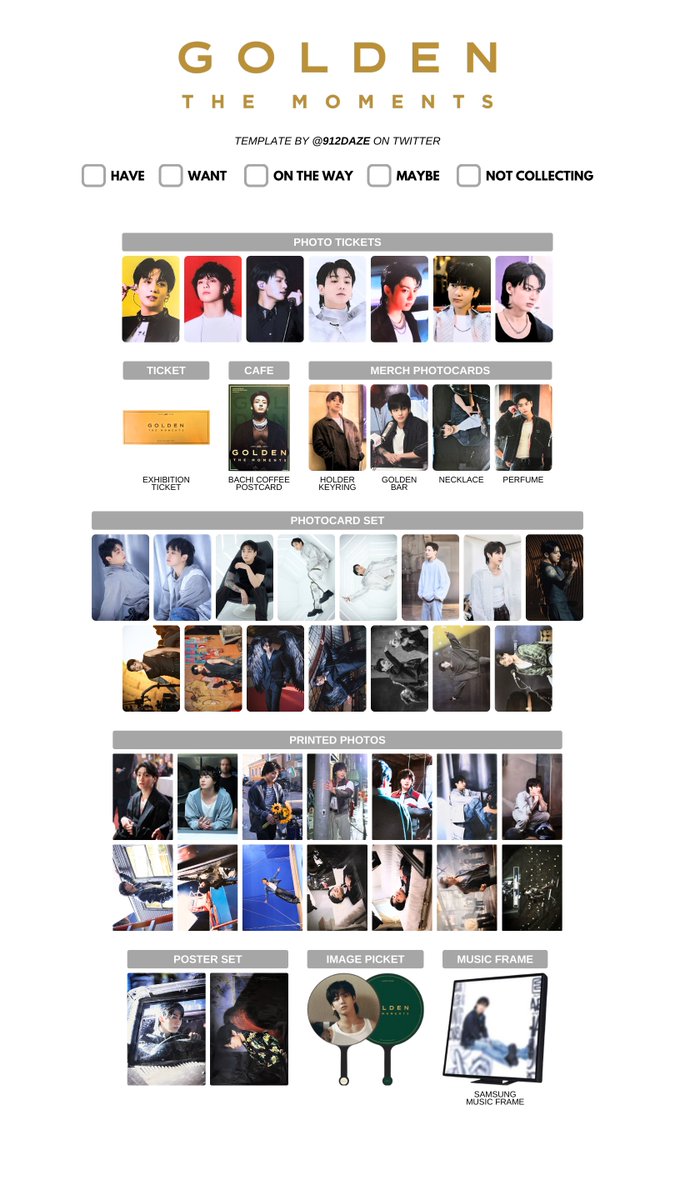 BTS JUNGKOOK PC PHOTOCARD WISHLIST TEMPLATES✨ ⭐️ GOLDEN THE