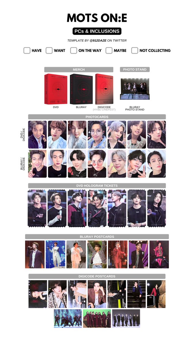 BTS MAP OF THE SOUL MOTS ONE TOUR MERCHANDISE MD PC PHOTOCARDS