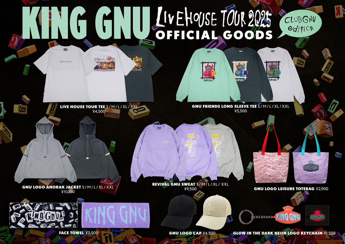 KING GNU LIVEHOUSE TOUR 2025 CLUB GNU EDITION”オフィシャルグッズ