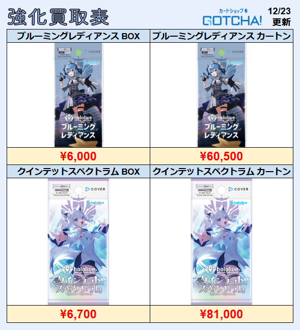 🌈未開封BOX/カートン 強化買取🌈 【hololive】 クインテット