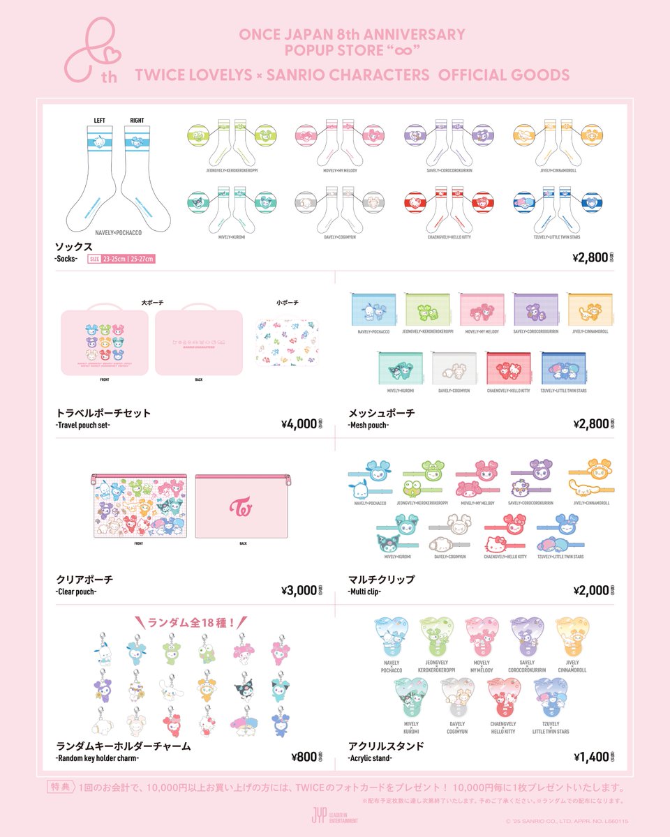 TWICE LOVELYS×SANRIO CHARACTERS オフィシャルグッズのラインナップを