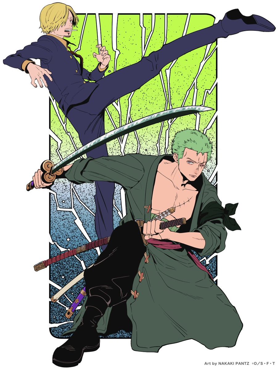 Luffy & Hancock and Zoro & Sanji art for the One Piece x ZOZOTOWN