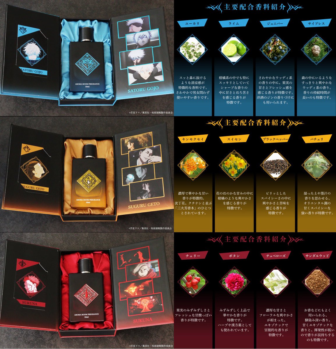呪術廻戦 ×NOZ COLLABORATION アロマルームフレグランス第一弾 先月3月