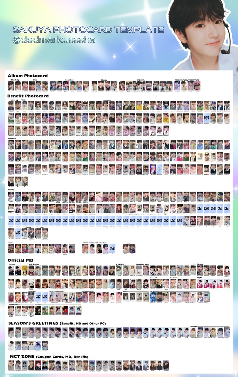 NCT WISH💫 🔹Sakuya ALL Photocard Template 엔시티위시 Hands Up