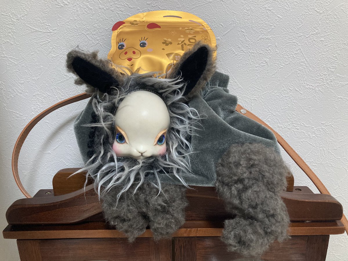 Cuddle a Fluffy 福寿 梨理 作家様 かごバッグ 猫 創作人形 Cuddle a