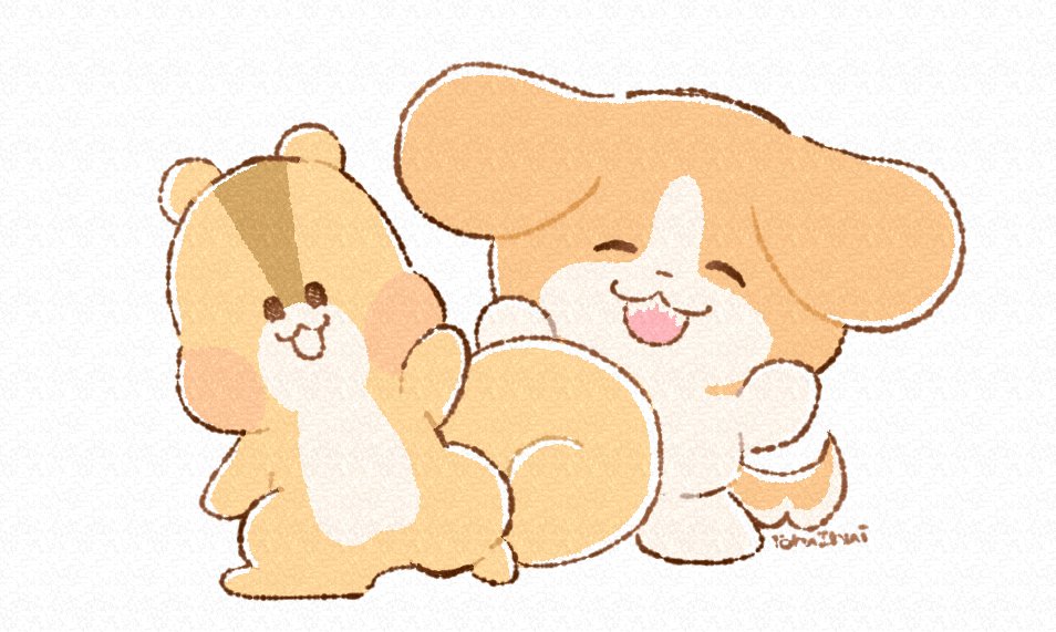 プリントしてくれてありがとう～🐶🐿 ボクの似顔絵も描いてあって