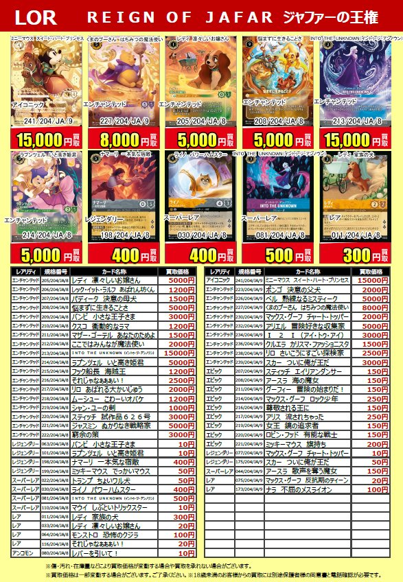 ◤トレカ買取情報◢ 🆕2/21発売✨ #ディズニー・ロルカナ・TCG 日本