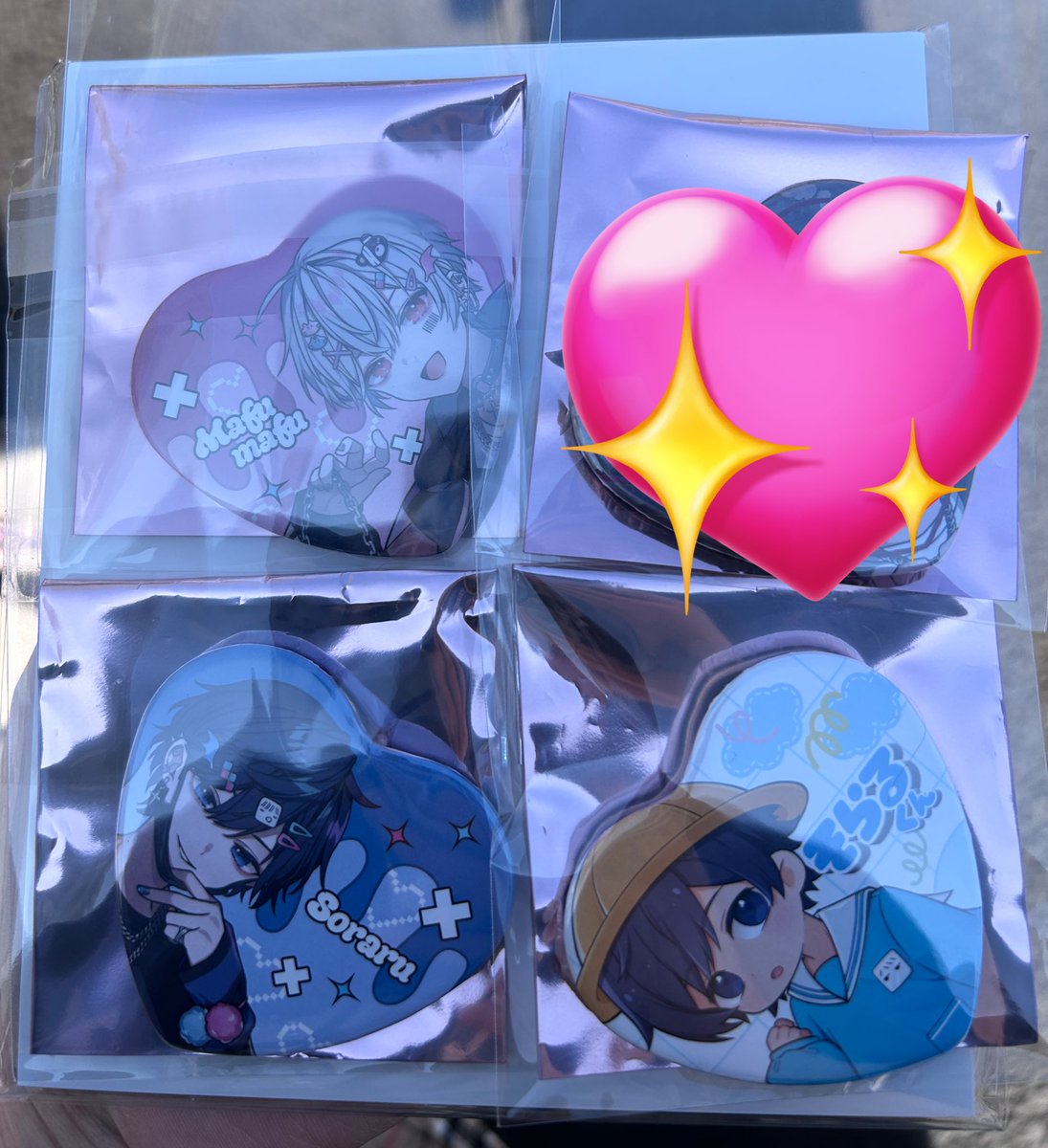 交換 そまうさ 缶バッジ 缶バ 譲→画像の物 求→💚❤️ 🩷は🤍のシクレ