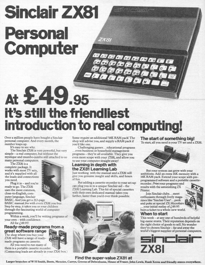 A brilliant piece of advertising by Sinclair, promoting the ZX81