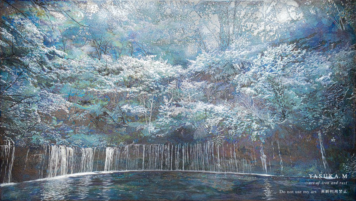 鉄板を酸化させて絵を描いています。着彩はしていません。 【翠響(すい