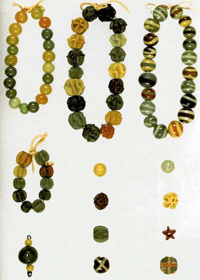 古墳期 硝子玉一連 風化 出土品 とんぼ玉 古墳期 硝子玉一連 風化 出土