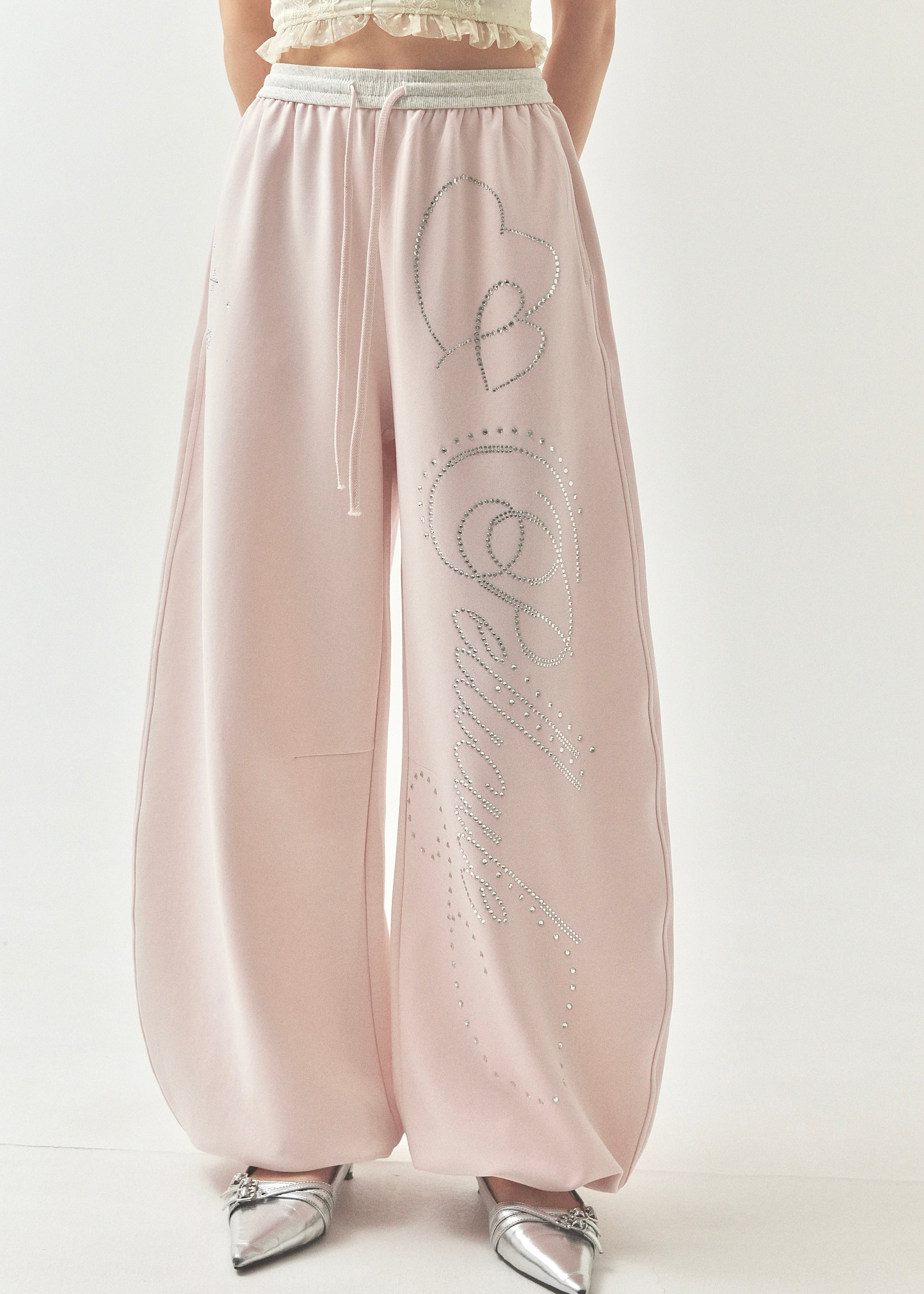 stone-deco sweat pants｜PELLICULE | ぺリキュール