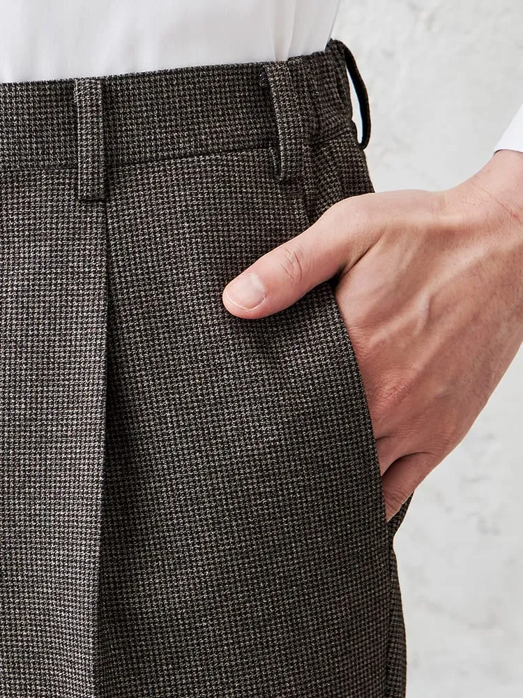 TRANS CONTINENTS デレガント プリントジャージパンツ 千鳥 ベージュ