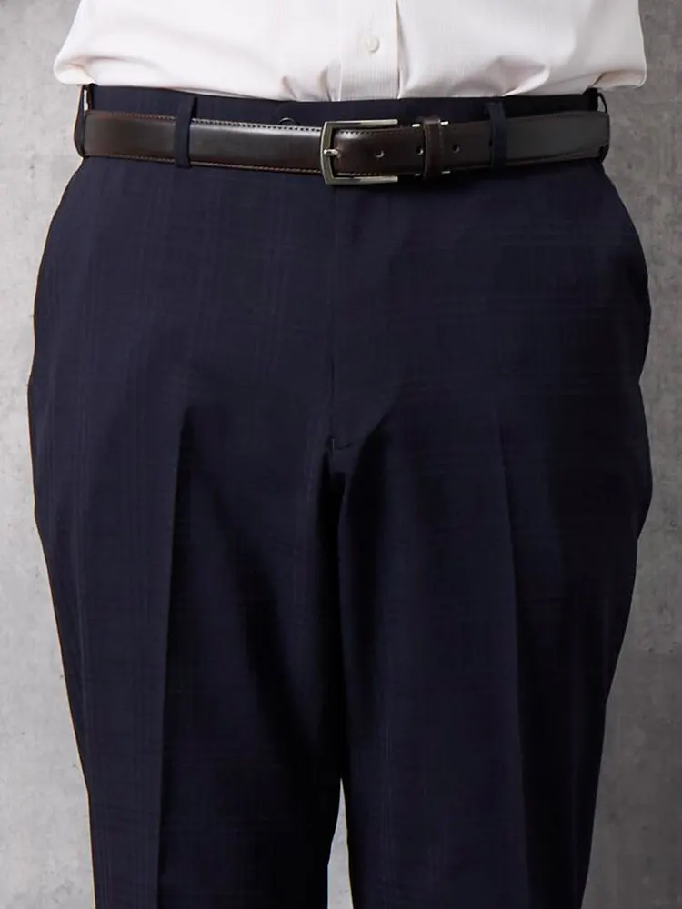 洗える/ストレッチ】シャドウチェック スラックス ネイビー | P.S.FA