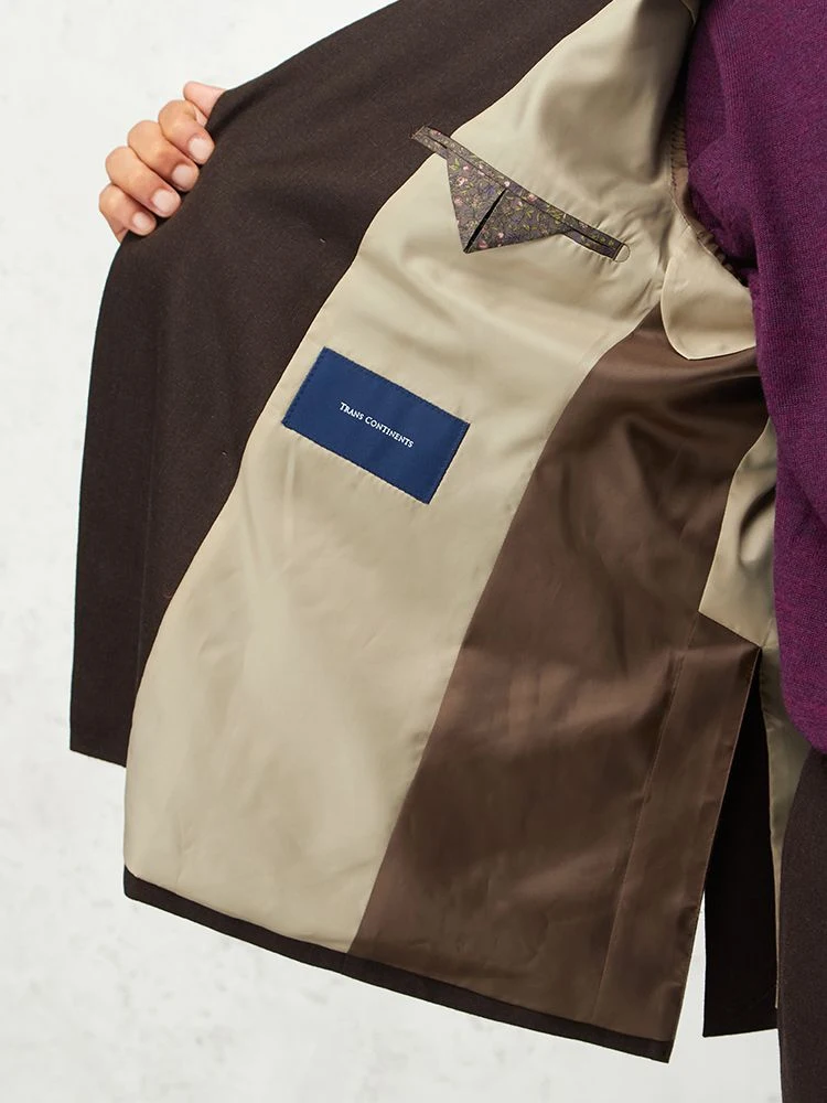 ブラウン TRANS CONTINENTS ウールサキソニー セットアップジャケット