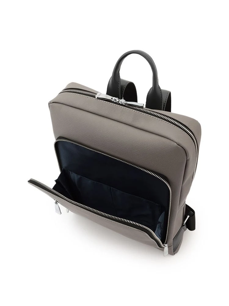 M．グレー サフィアーノ調リュックサック ブラック/ミディアムグレー