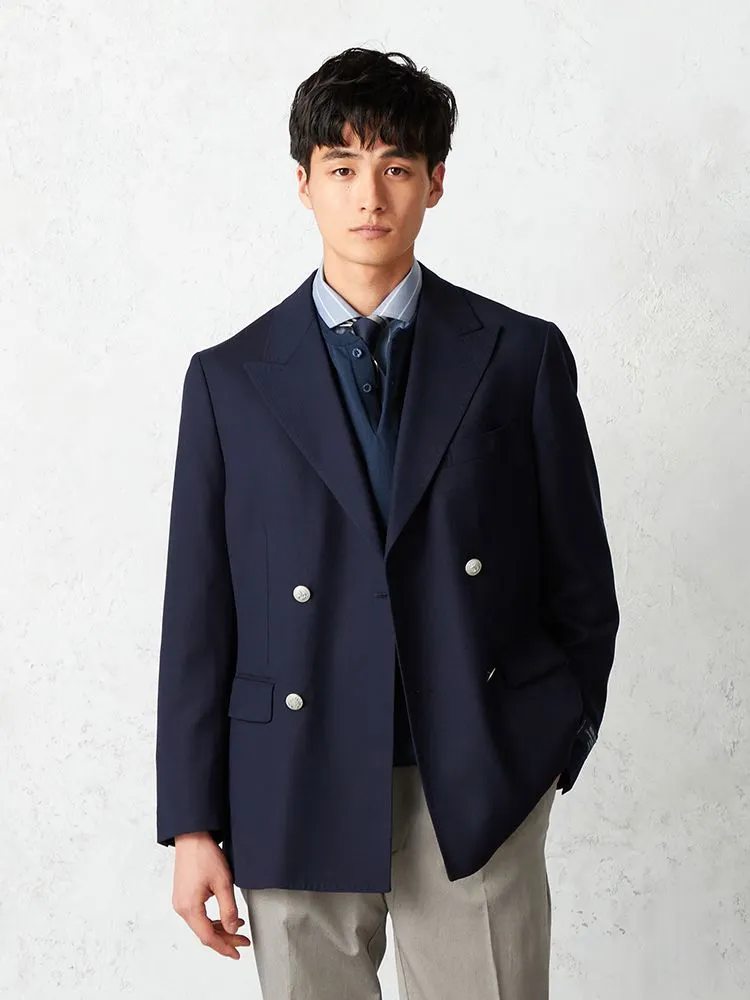 TRANS CONTINENTS メタル釦 ダブルブレストブレザー【REDA】ネイビー