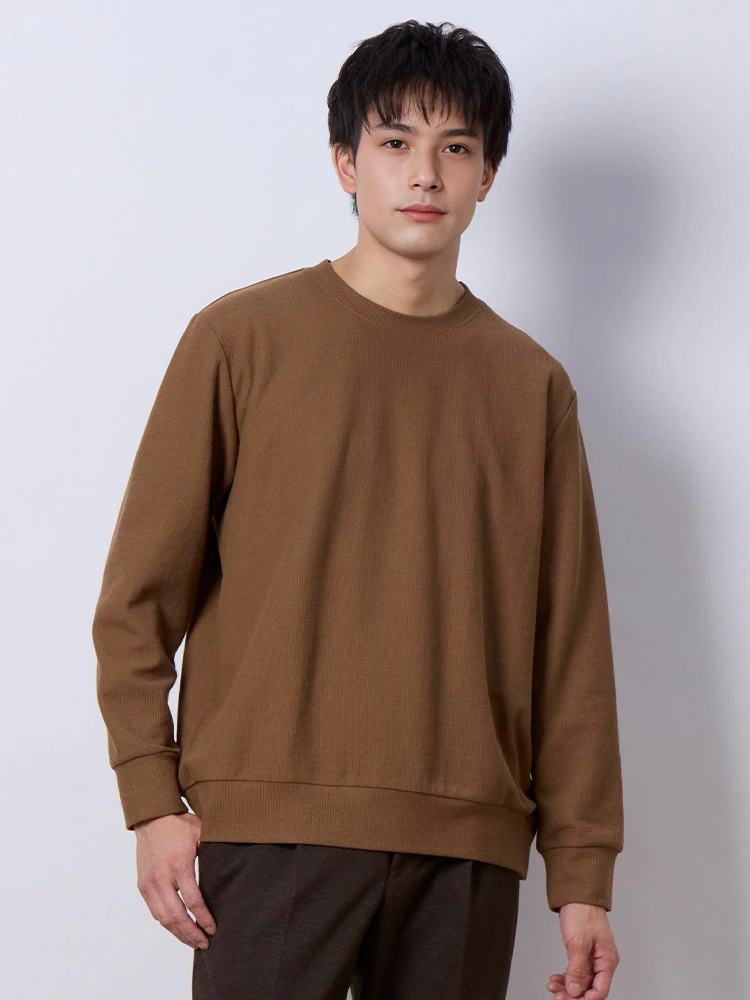 ベージュ TOKYO RUN 絡みニット クルーネックトレーナー ベージュ