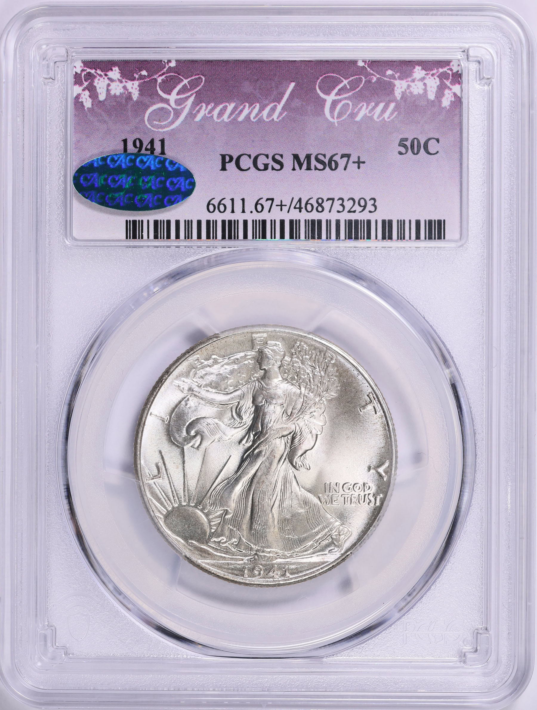 1941 Walking Liberty Half Dollar PCGS MS-67+ (CAC Green) (Grand