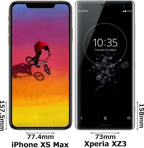 iPhone XS Max」と「Xperia XZ3」の違い - フォトスク