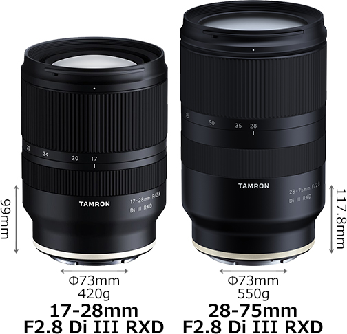 17-28mm F2.8 Di III RXD」と「28-75mm F2.8 Di III RXD」の違い