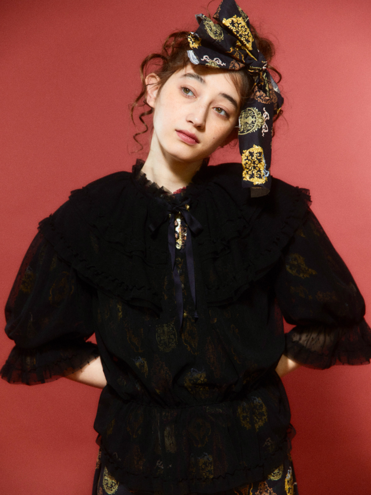 ドットチュールフリルギャザーブラウス｜ピンクハウスオフィシャル