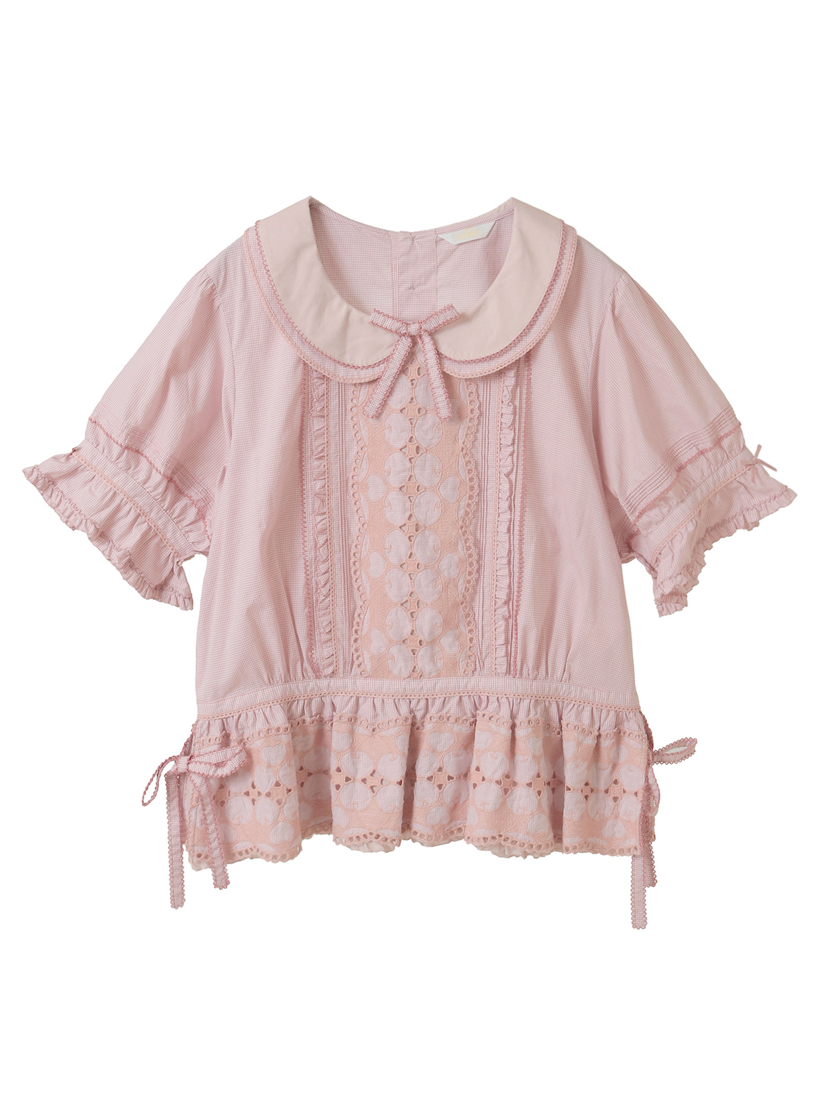 チェリーレース使いギンガムチェックブラウス｜ピンクハウス