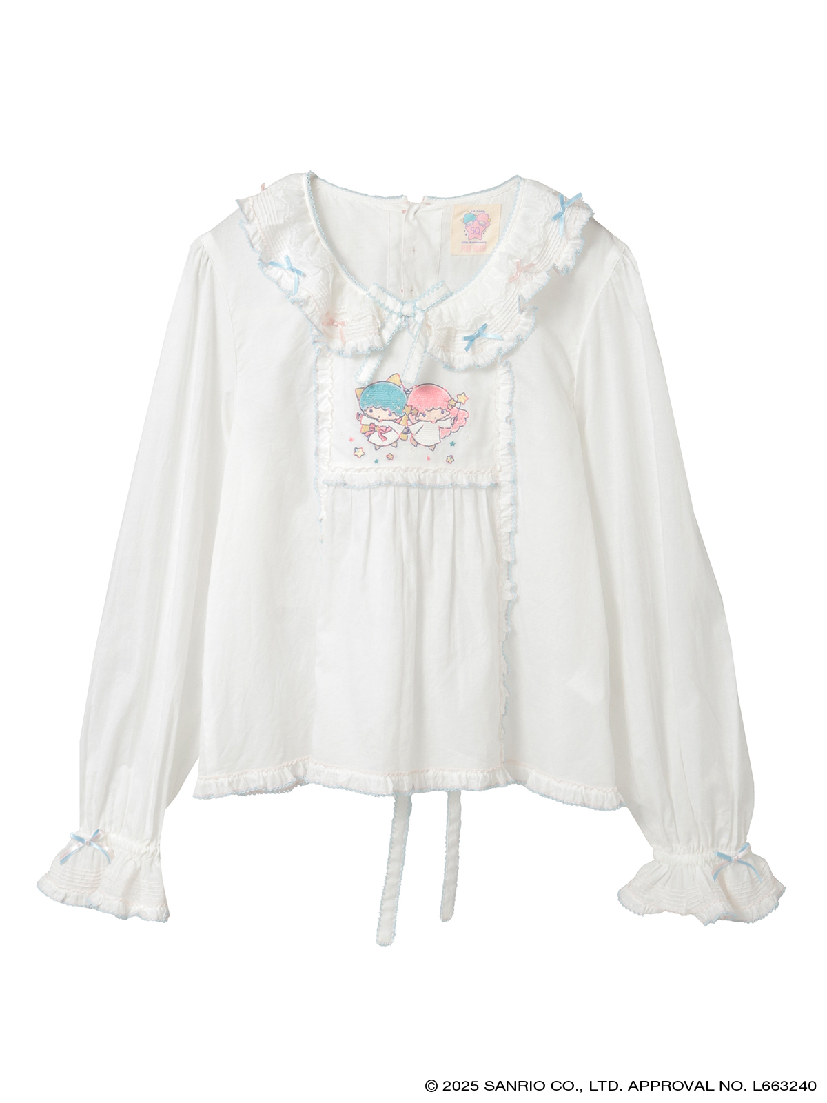 Little Twin Stars×PINK HOUSE 刺しゅう入りローンブラウス｜ピンク