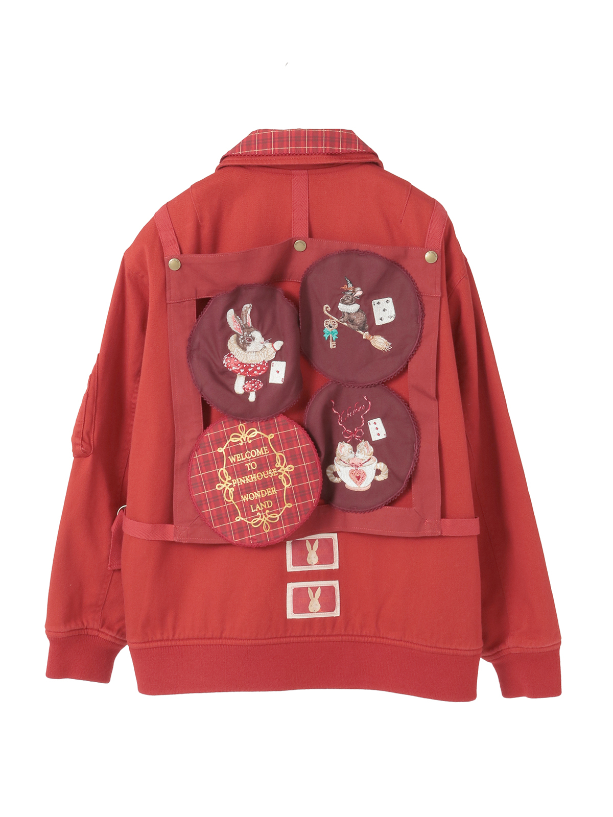 ハロウィーンワンダーランドワッペン使いゼッケン付きブルゾン｜ピンク