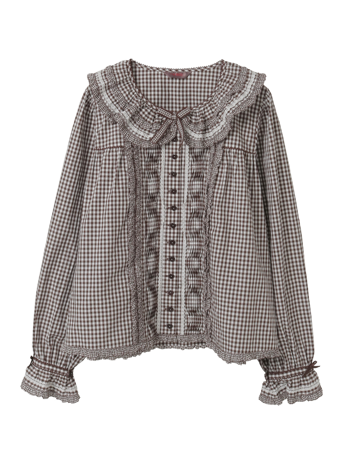 フリル襟付きギンガムチェックブラウス｜ピンクハウスオフィシャル