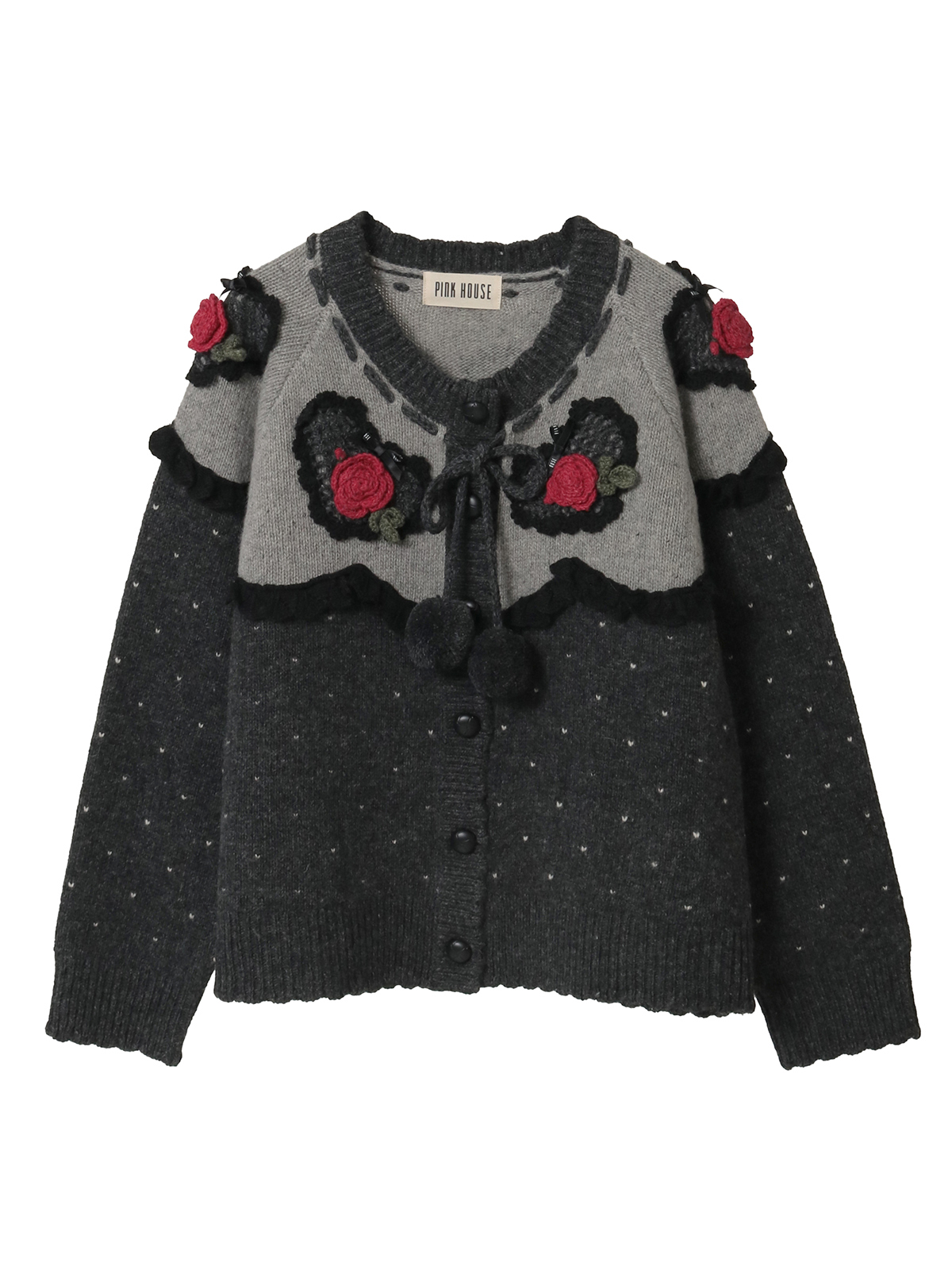 ハートモチーフ使いヨークニットカーディガン｜ピンクハウス