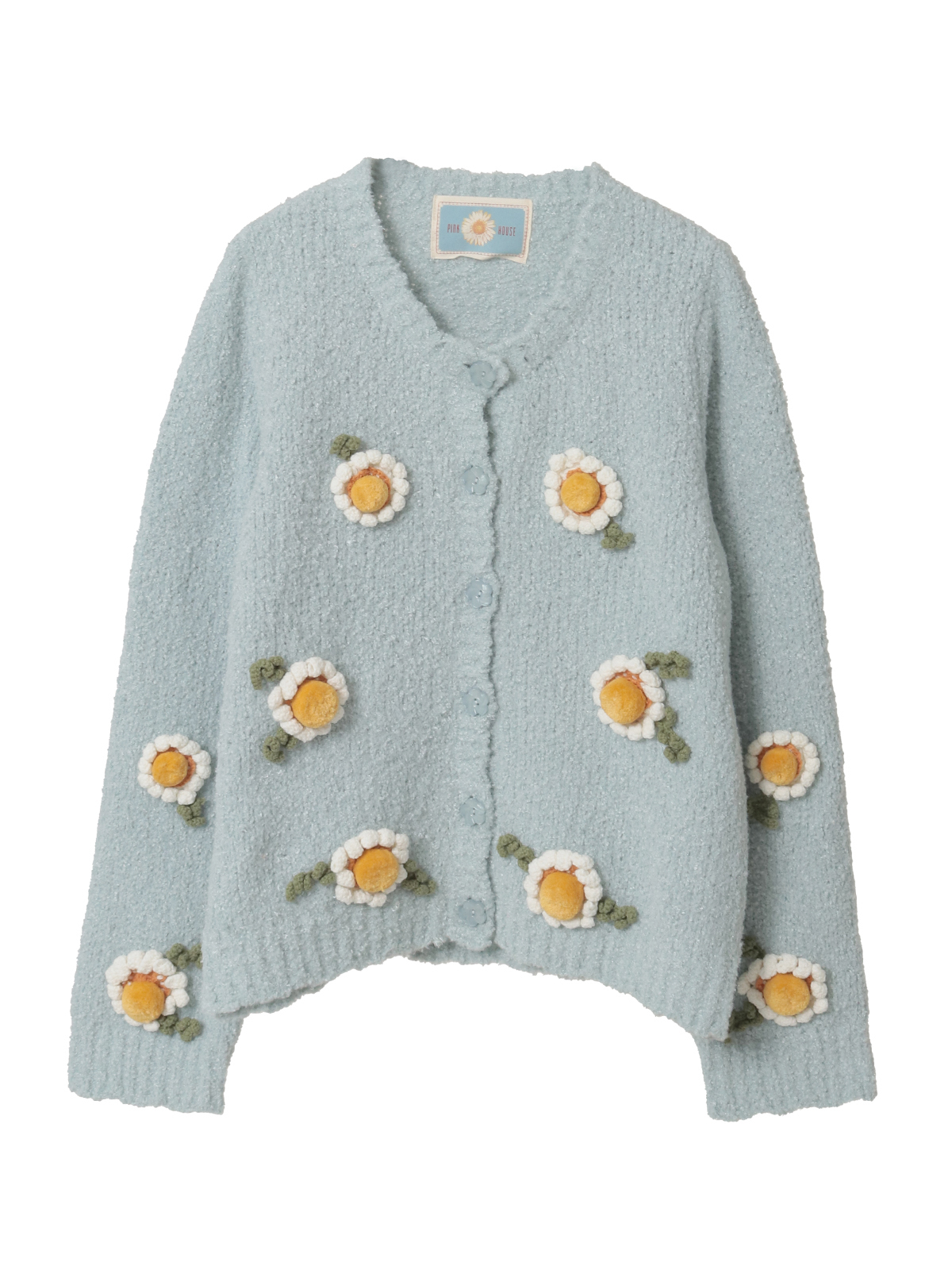 マーガレットモチーフ使いニットカーディガン｜ピンクハウス