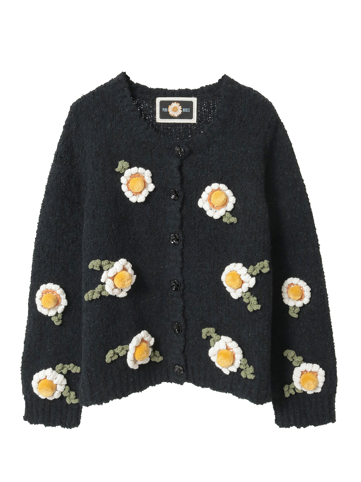 マーガレットモチーフ使いニットカーディガン｜ピンクハウス