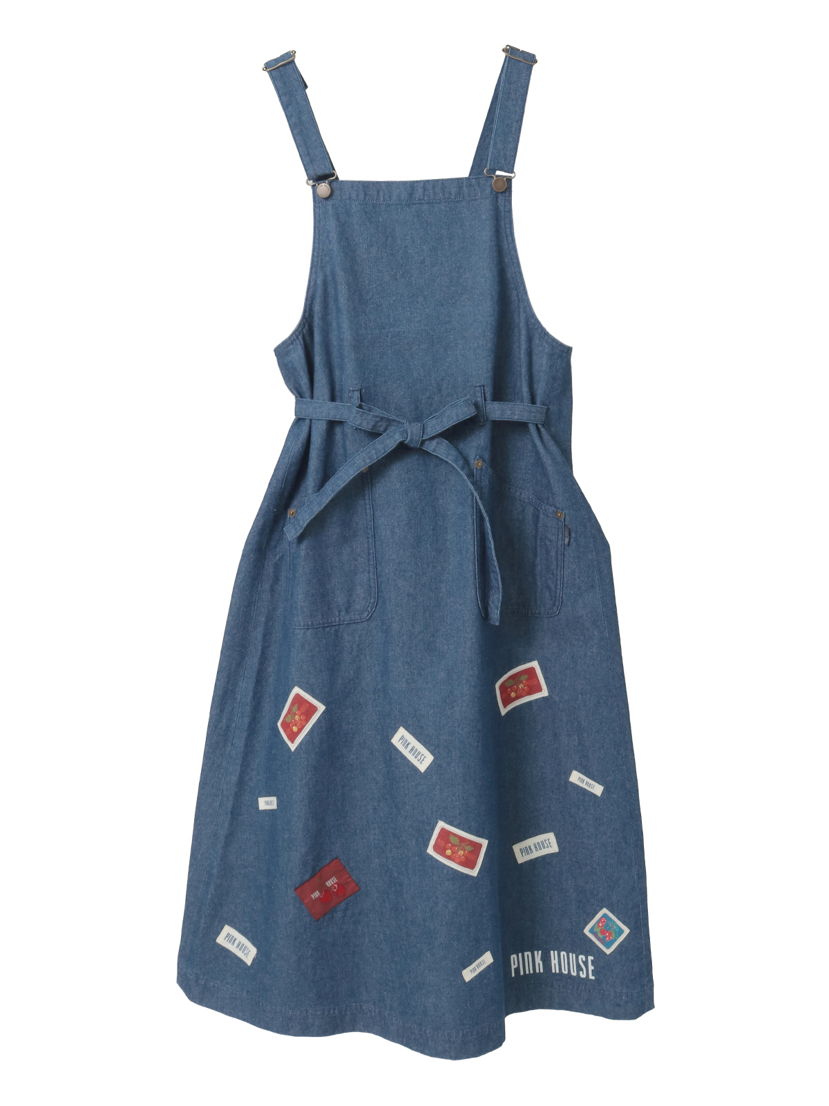ネームワッペン使いデニムサロペットワンピース｜ピンクハウス