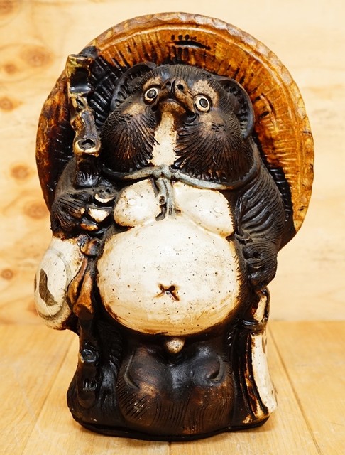 信楽焼 狸庵作 縁起物 たぬき 置物 約27.3cm アンティーク・書画骨董