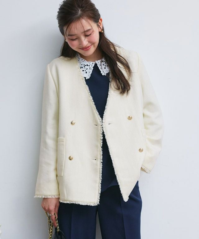 ノーカラーフリンジツイードジャケット【スピード配送】 | 【公式