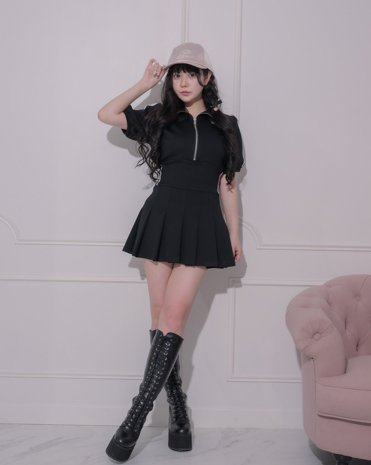 ダブルラインジャージミニワンピース – pium