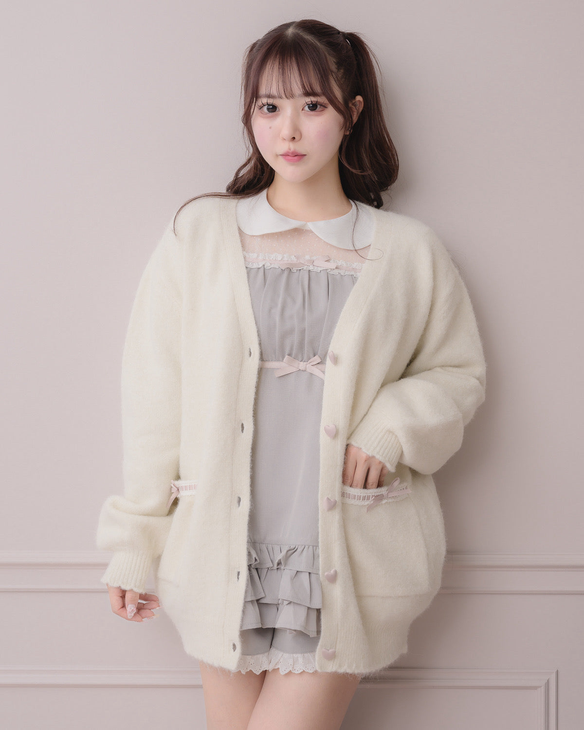 ハートボタンオーバーサイズカーディガン – pium