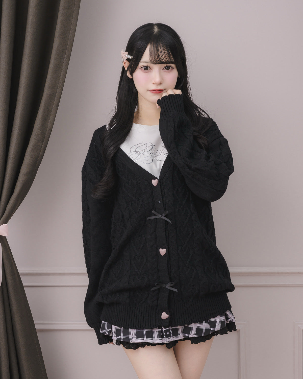 pium ニットカーディガン スカートセットアップ pium ニット