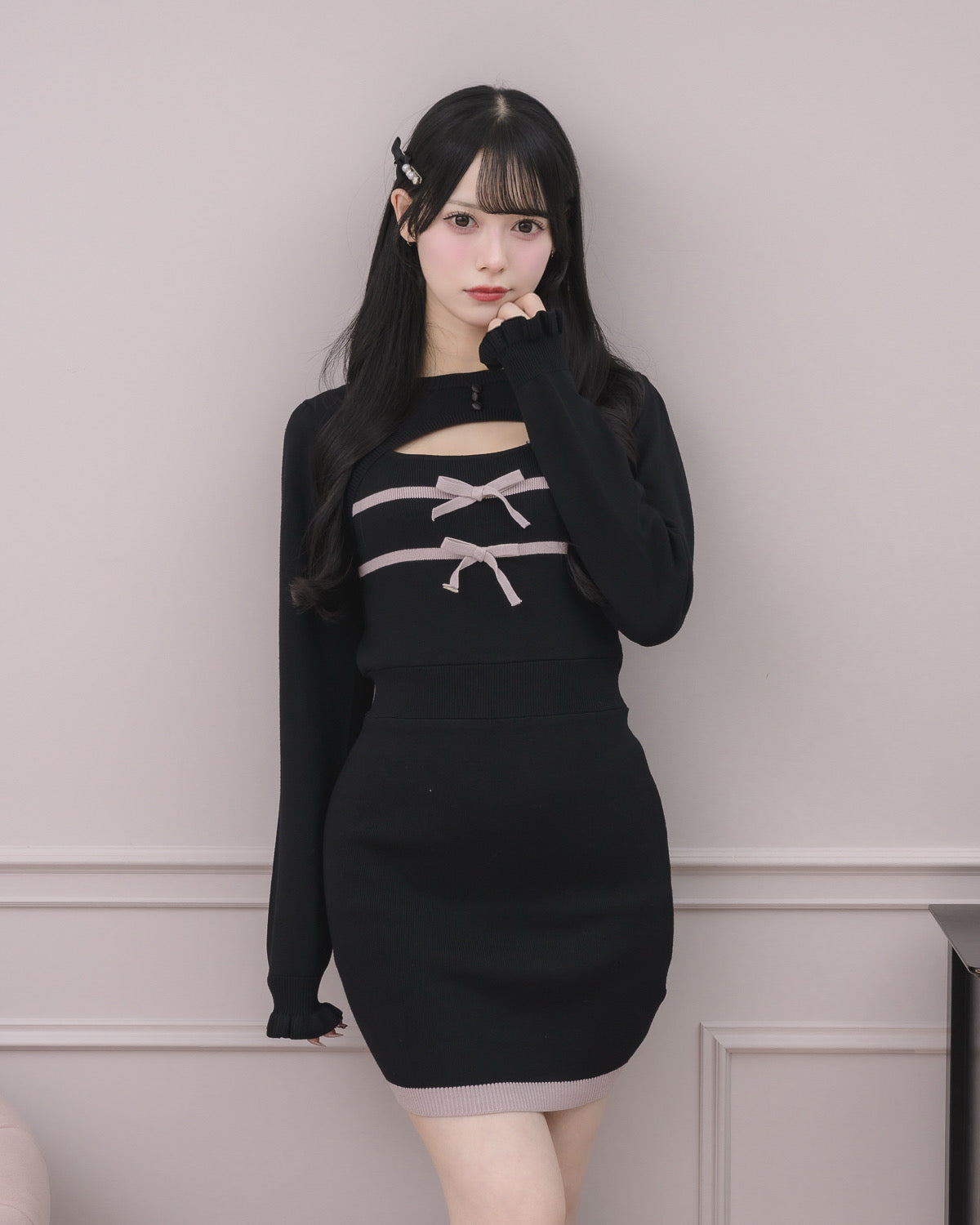 リボンテープレイヤードニットワンピ – pium