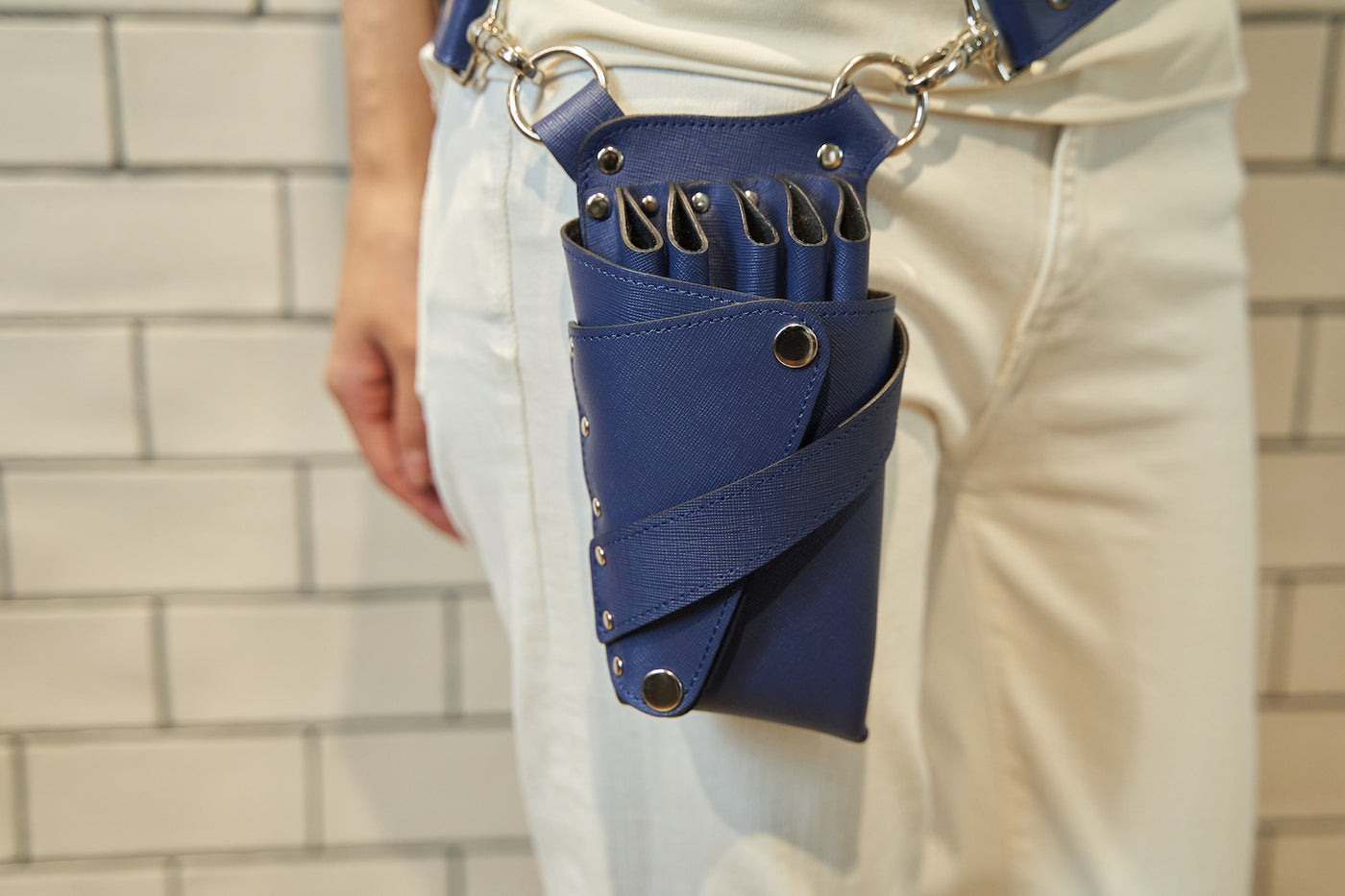 シザーケース No.42 ネイビー 本革 5丁 – POCKE